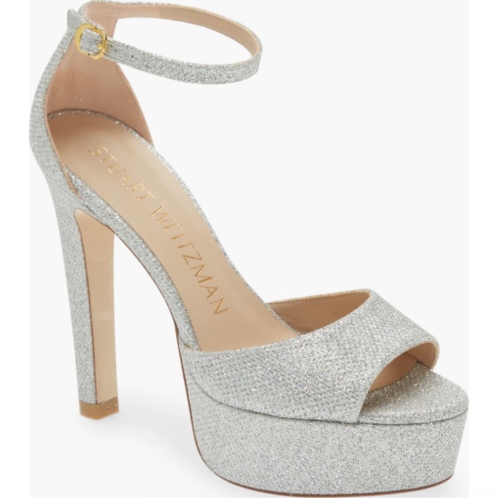 🌹STUART WEITZMAN🌹 Disco Platform Sandal In Silver Size: 9.5